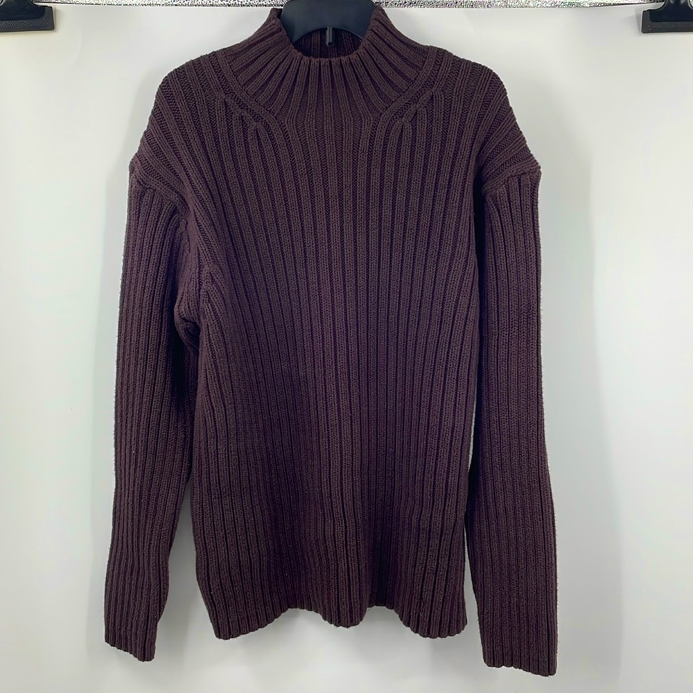 Vintage Y2K GAP Espresso Brown Ribbed Mock Neck Sweater XL Extra Large